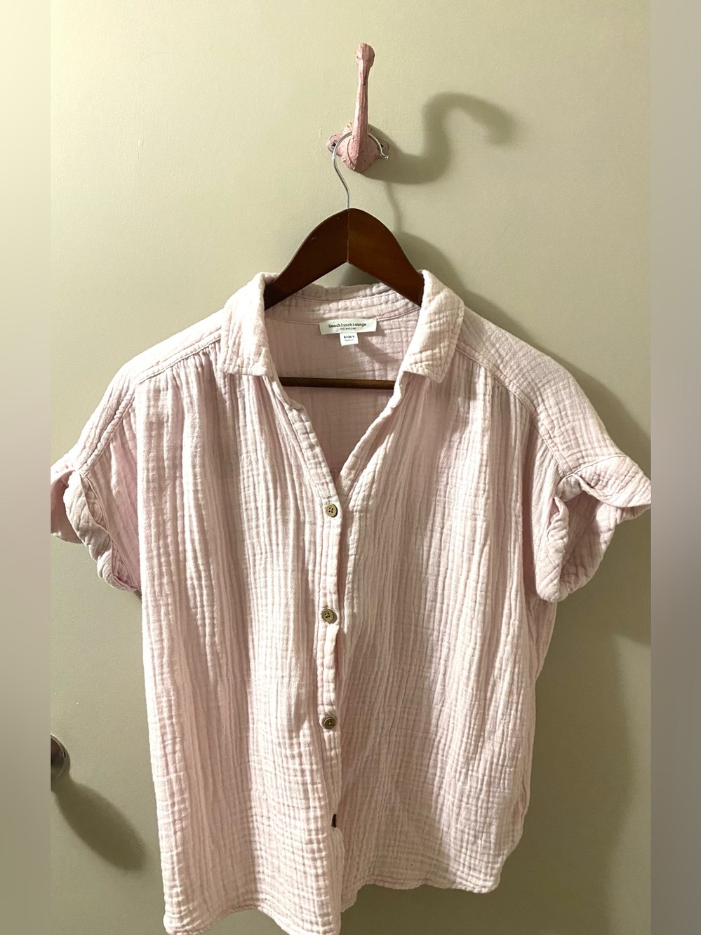 beachlunchlounge Pink Button-Front Gauze Shirt